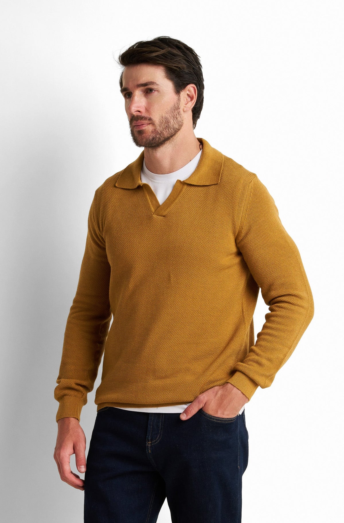 V-Neck Collared Pullover