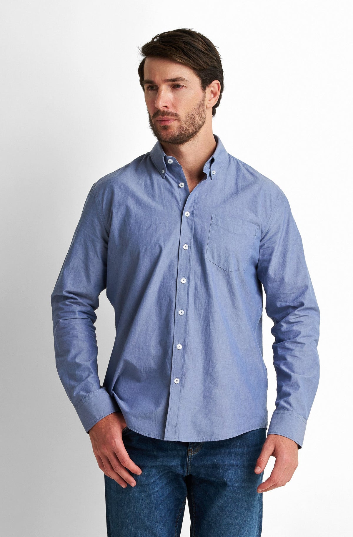 Button-Front Collared Shirt