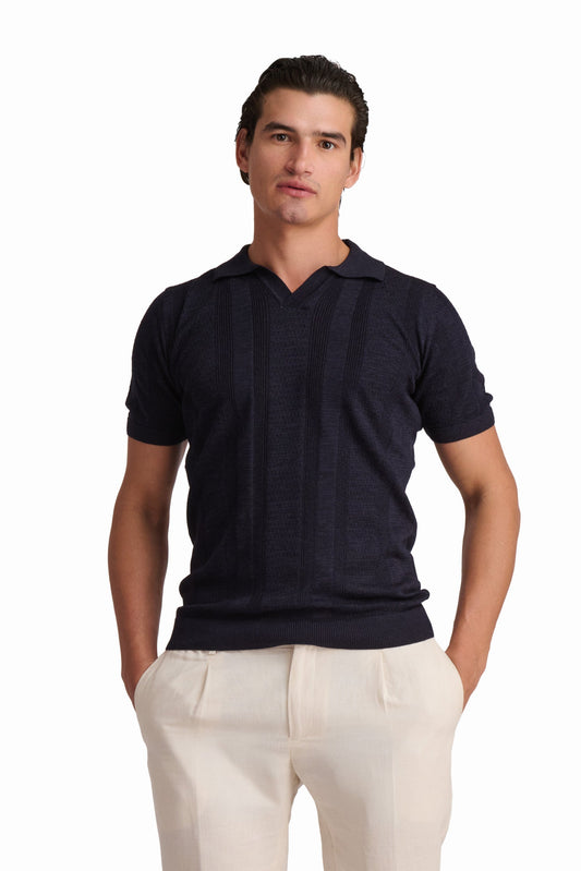 Men’s Navy Textured Polo Shirt