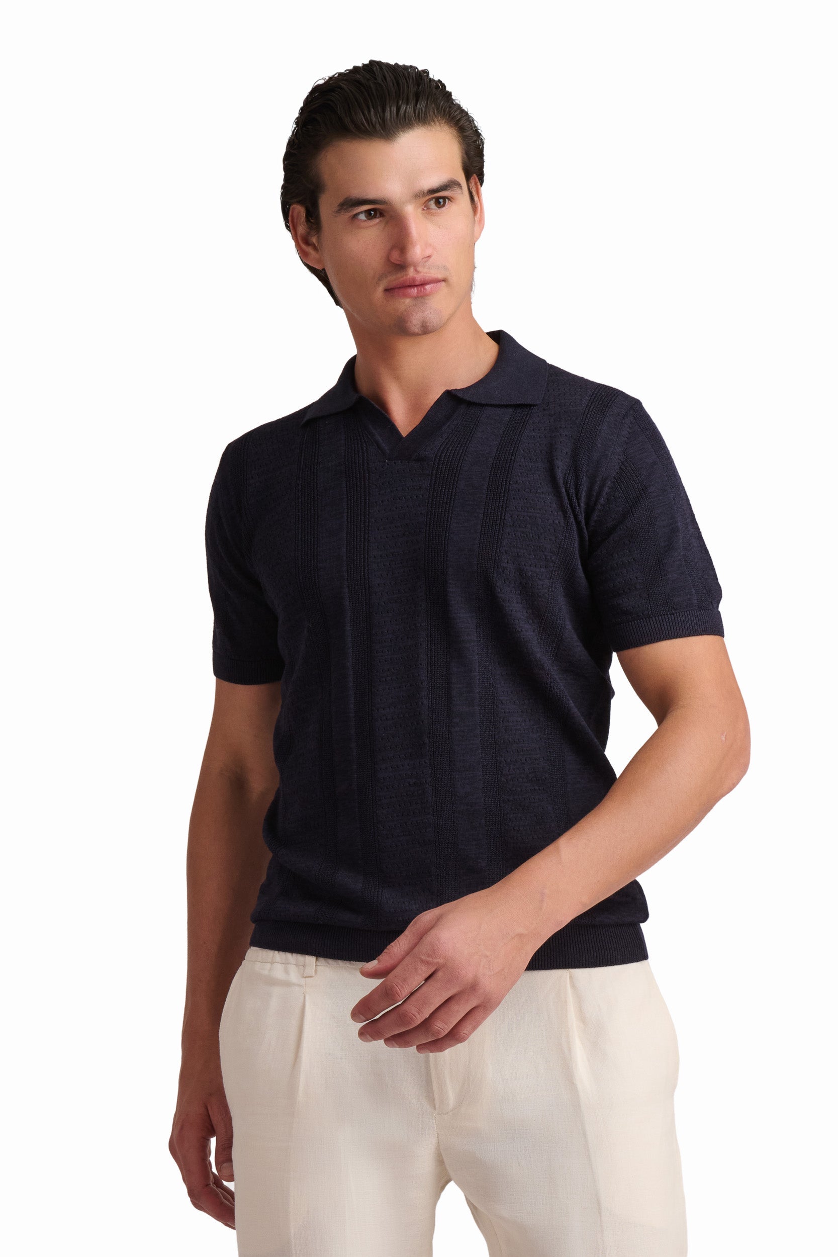 Men’s Navy Textured Polo Shirt