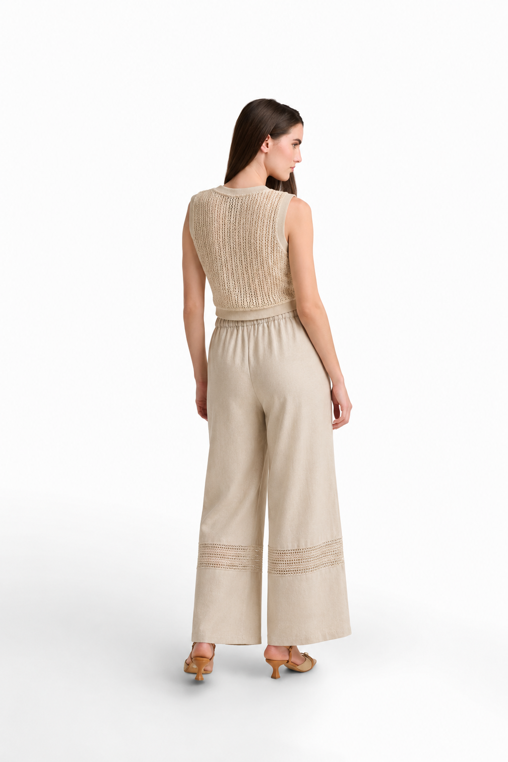 Women’s Beige Crochet Cotton Top