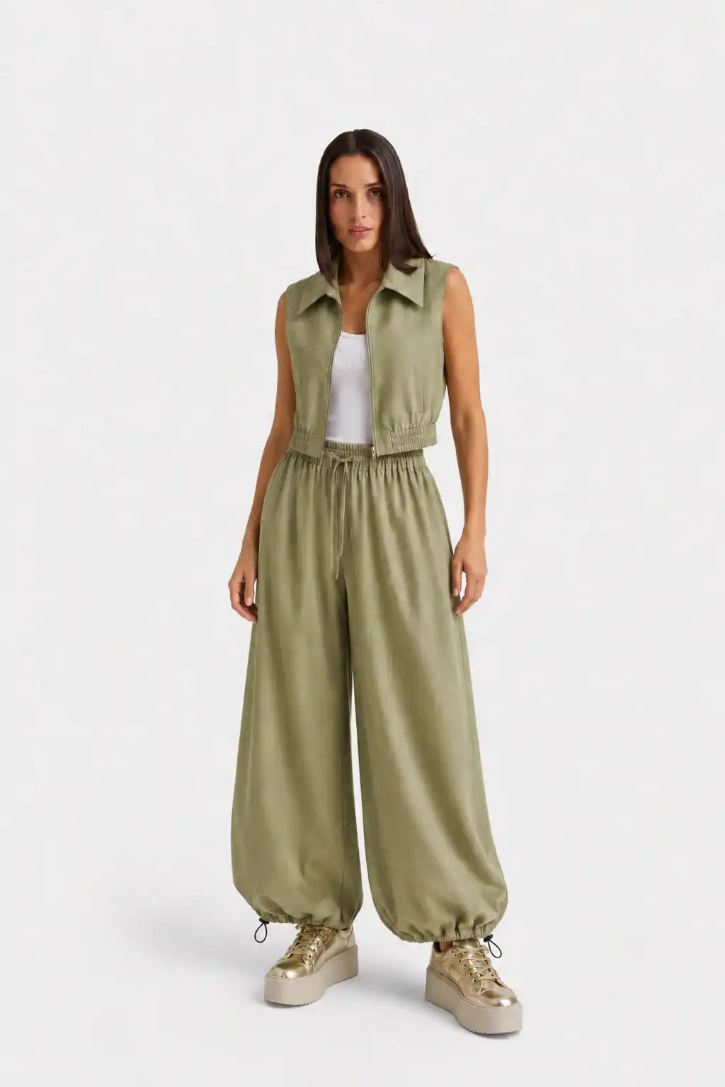 Olive Zip Vest