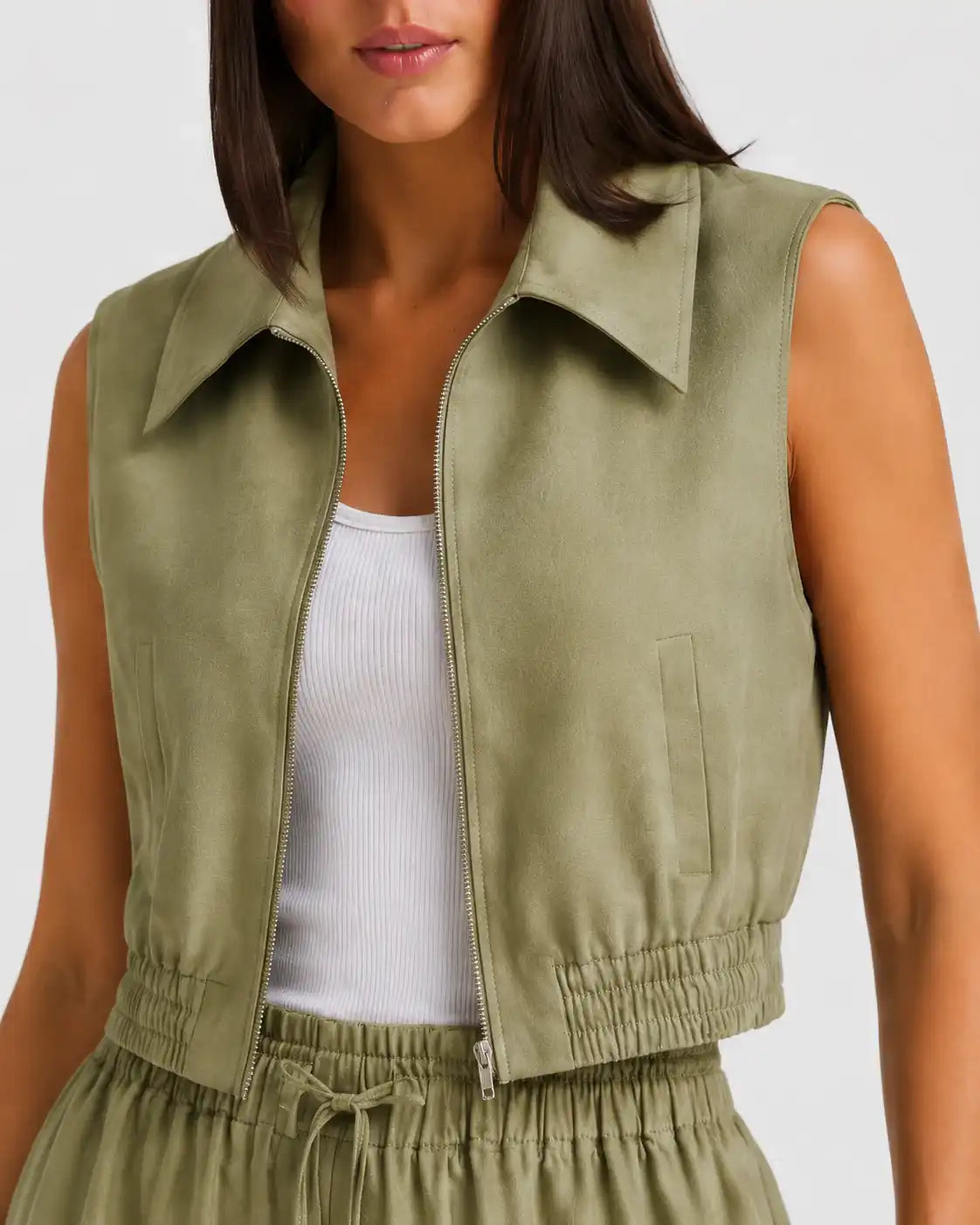 Olive Zip Vest