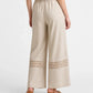 Beige Wide-Leg Pants with Crochet Detail