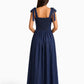 Navy Tie-Shoulder Maxi Dress